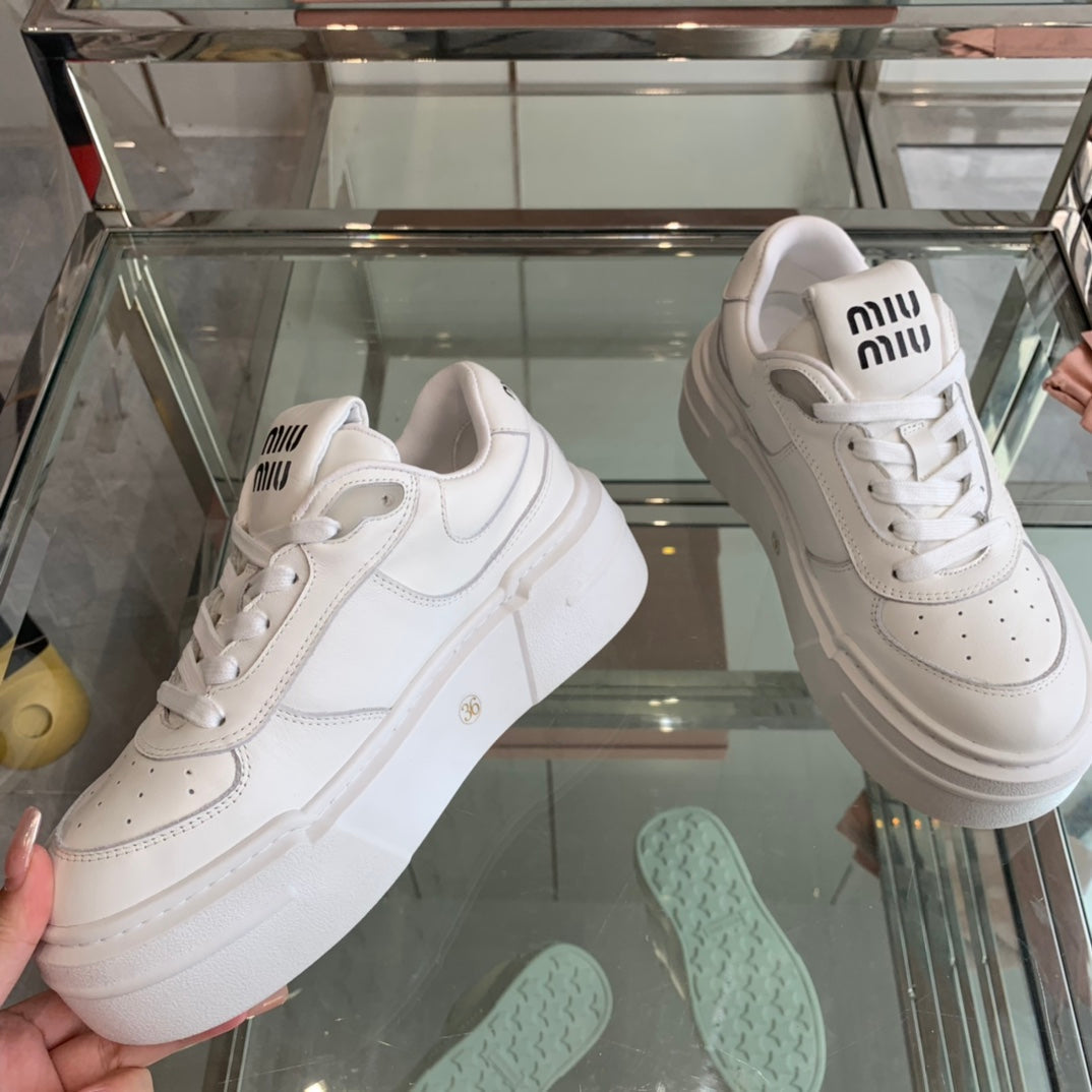 Sneakers Thick-soled White Cowhide、mysite、Cacoeks