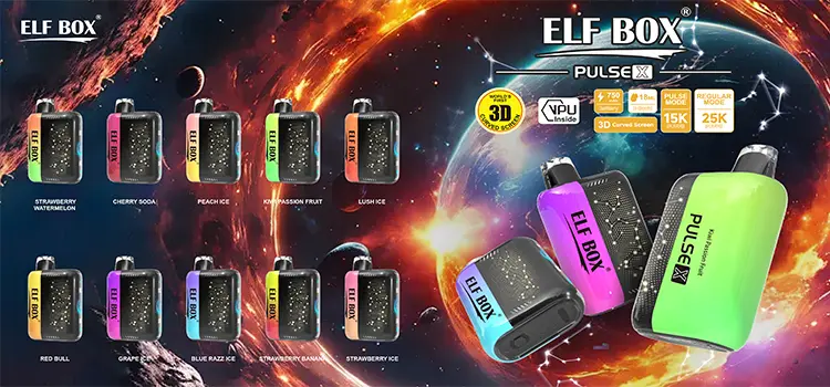 ELF BOX Pulse X 25,000 puffs disposable vape with 2% nicotine, dual mesh 0.8Ω+0.8Ω, 3D curved LED screen, VPU pulse mode, 750mAh and 18mL e-liquid