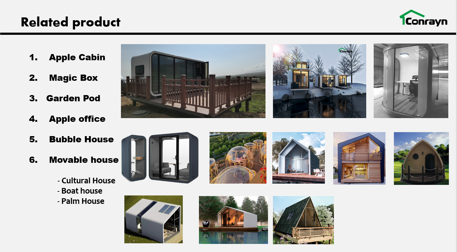 20' 40' Soundproof Sleeping Pod Modern Green House Cabin Prefab Living Pod Portable Casas Made in China