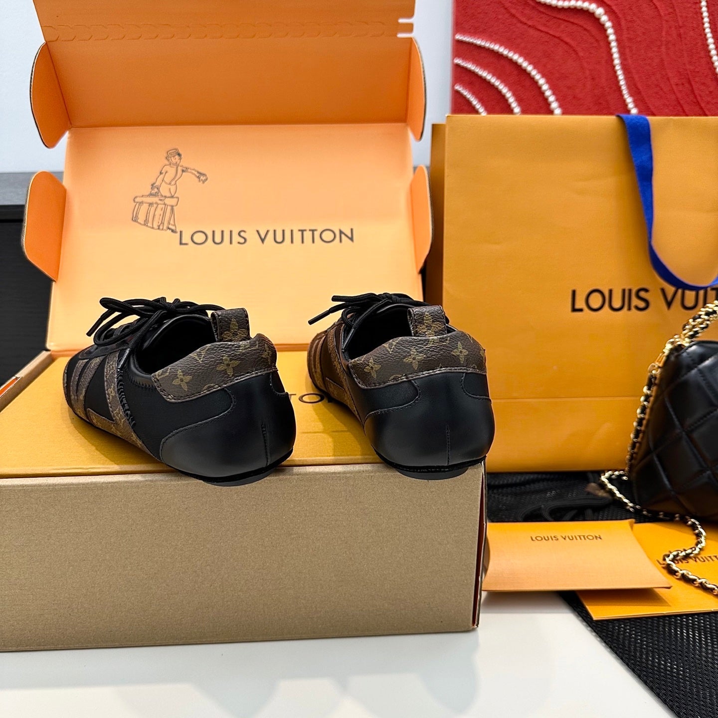 SNEAKERINA TRAINERS IN BROWN AND BLACK FABRIC AND CANVAS、mysite、Cacoeks