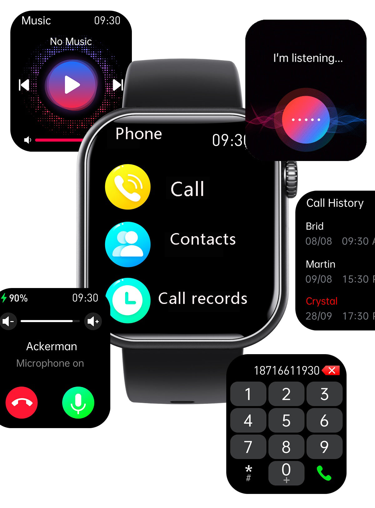 Bearscome BCF57 Blood Sugar Blood Pressure Heart Rate Blood oxygen Sleep Monitoring Waterproof Smartwatch 60 phone