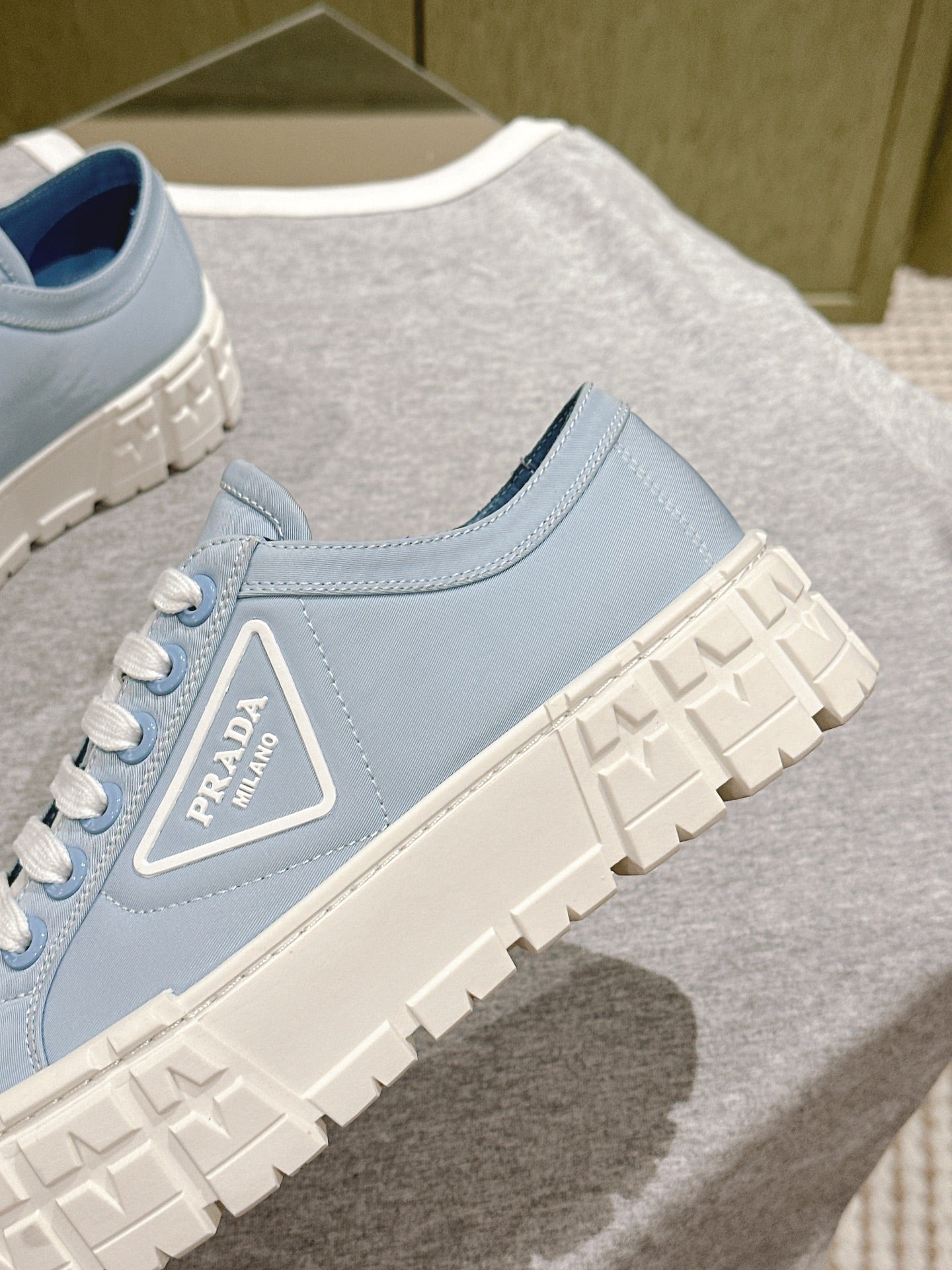 PRA DOUBLE WHEEL RE-NYLON GABARDINE SNEAKERS SKY CALFSKIN、mysite、Cacoeks