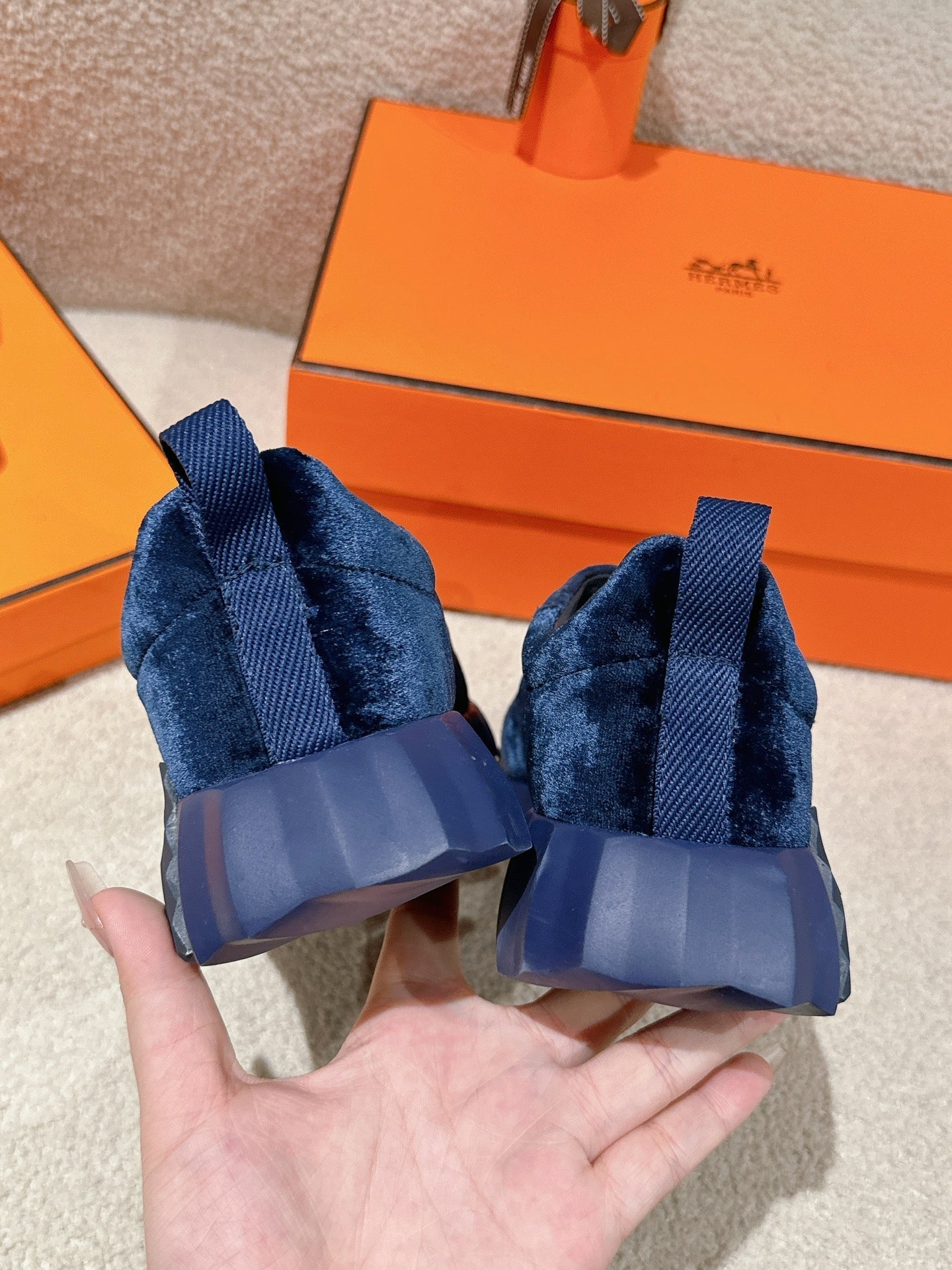 MAINLAND SNEAKER IN NAVY BLUE SUEDE AND BLACK VELVET、mysite、Cacoeks