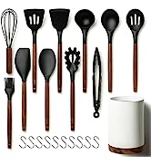 Silicone Kitchen Utensils Set & Holder: Silicone Cooking Utensils Set - Kitchen Essentials for Ne...