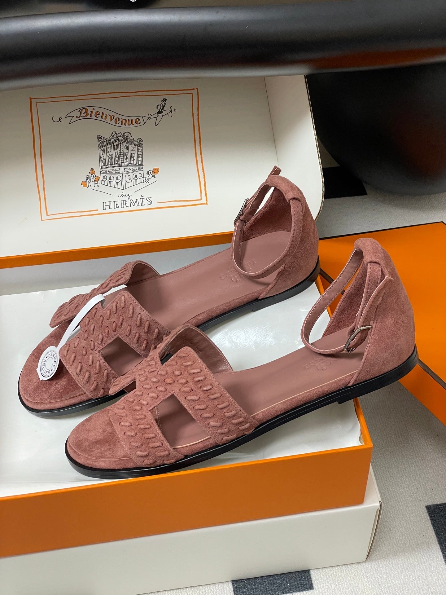 HM 25S SANTORINI SANDAL IN PEACHY PINK SUEDE AND LAMBSKIN、mysite、Cacoeks