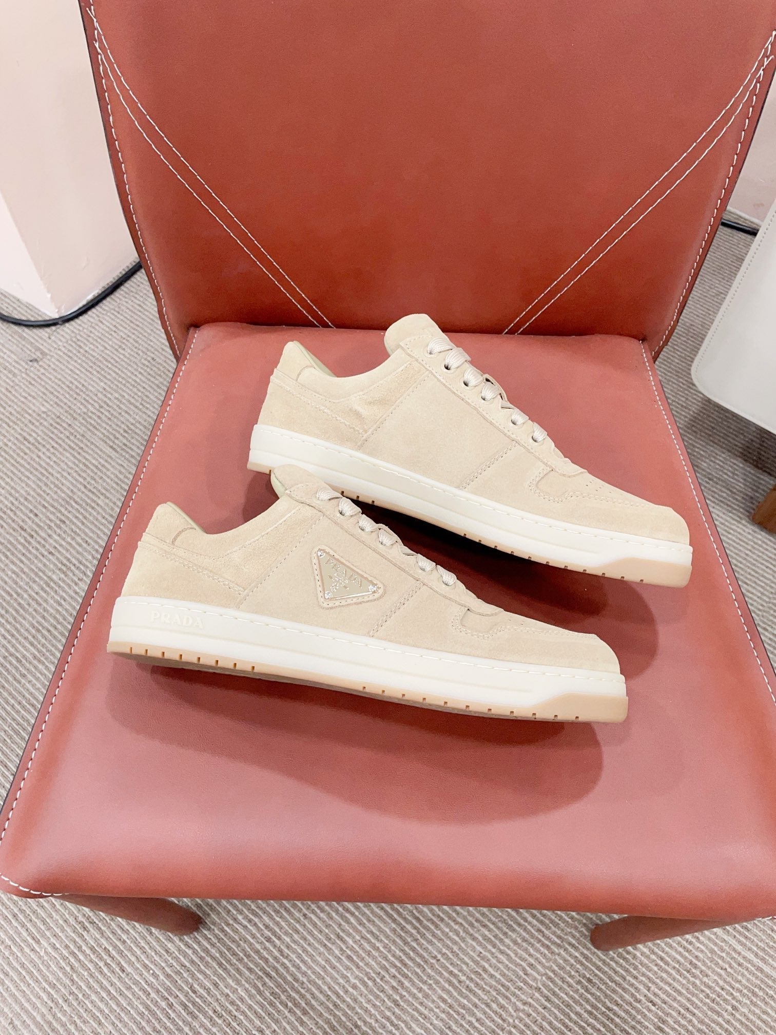 PRA DOWNTOWN PERFORATED SNEAKERS BEIGE SUEDE、mysite、Cacoeks