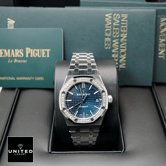 Audemars Piguet Royal Oak Diamond Bezel Blue Dial Replica in the box