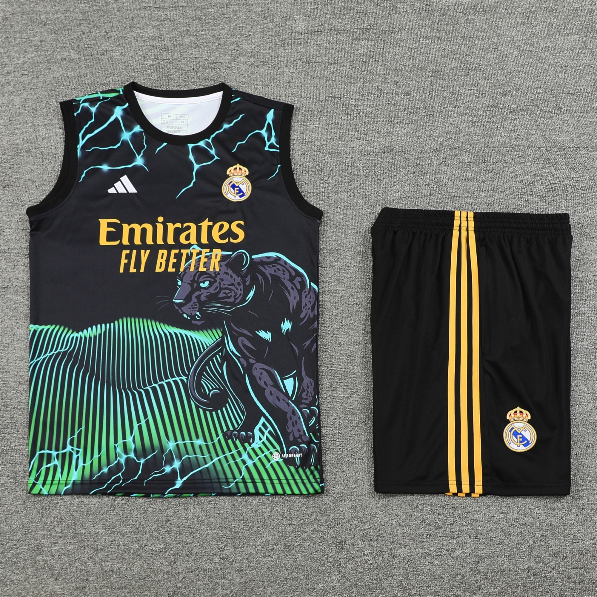 Higojerseys-Real Madrid 24-25 Vest Training Set - Green & Black Leopard