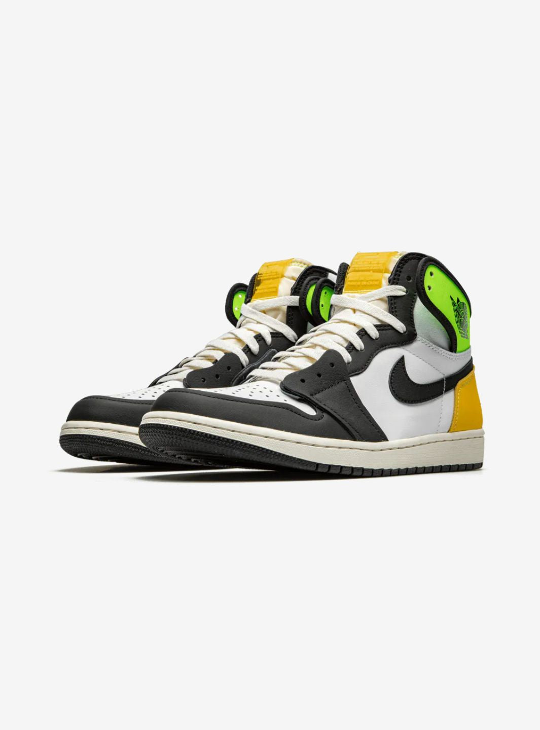 Air Jordan 1 Retro High White Black Volt University Gold、JORDAN、Cacoeks