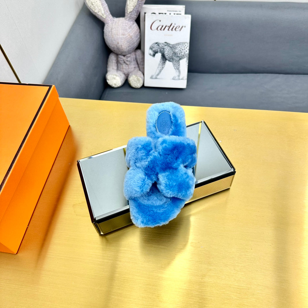 0RAN SHEARLING SANDALS OCEAN BLUE、mysite、Cacoeks