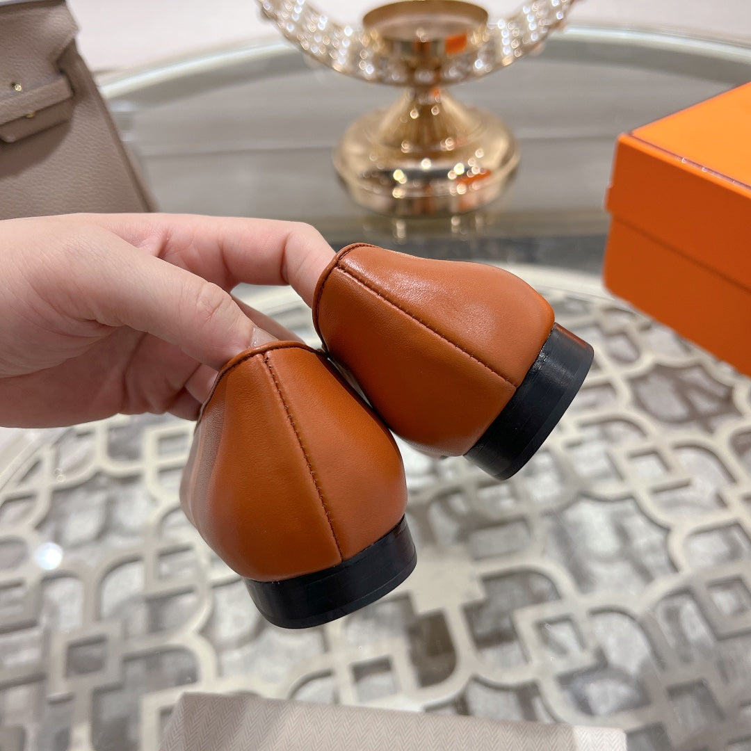 H - BUCKLE BALLET CARAMEL CALFSKIN、mysite、Cacoeks