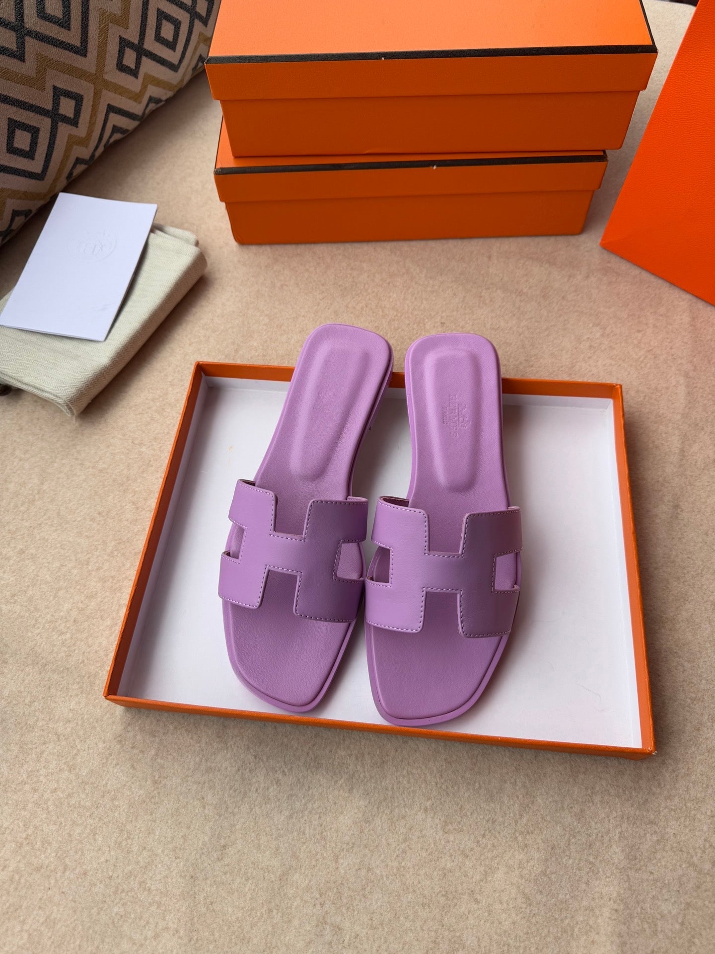 0RAN SANDALS IN LILAC PURPLE CALFSKIN、mysite、Cacoeks