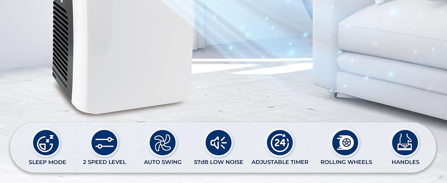 Built-in Dehumidifier Function,Fan Mode, Remote Control, Complete Window Mount Exhaust Kit