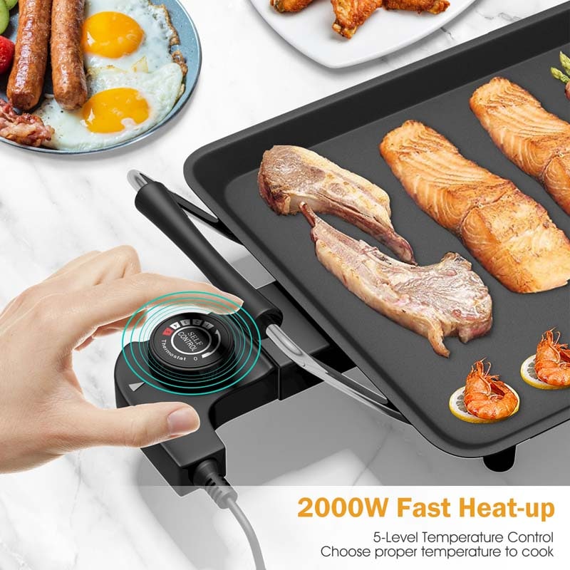 Eletriclife Electric Teppanyaki Table Top Grill Griddle with Adjustable Temperature