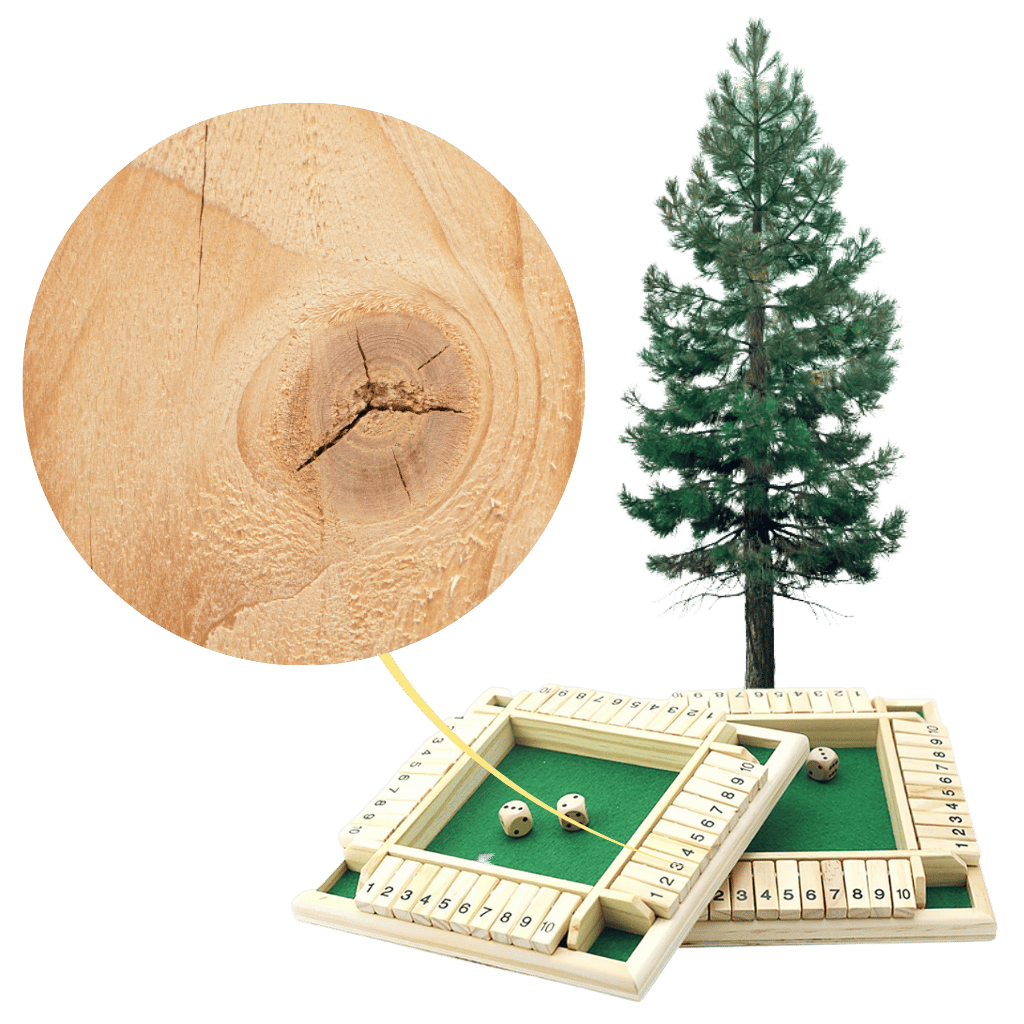 Wooden Dice Game - Solid Pinewood - Ozerty
