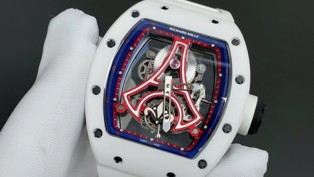 Đồng Hồ Richard Mille RM52-03 Paris Saint-Germain Tourbillon Replica Gốm Trắng 40x48mm (1)