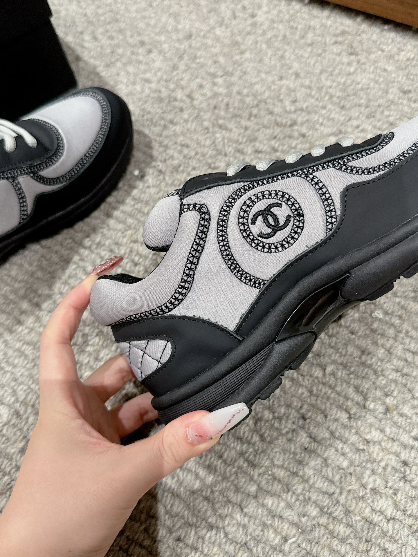 CLASSIC TRAINER IN GREY MIX BLACK FABRIC、mysite、Cacoeks