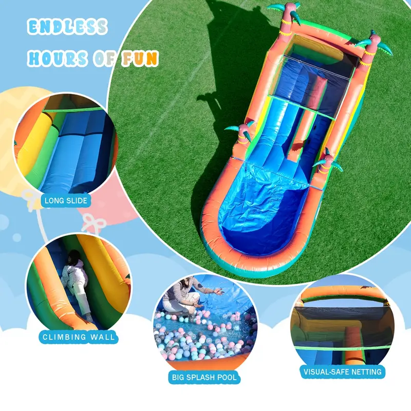 commercial grade bounce house water slide 21x9x12 inflatable with pool for kids and adults with blower wet dry use fun details 1