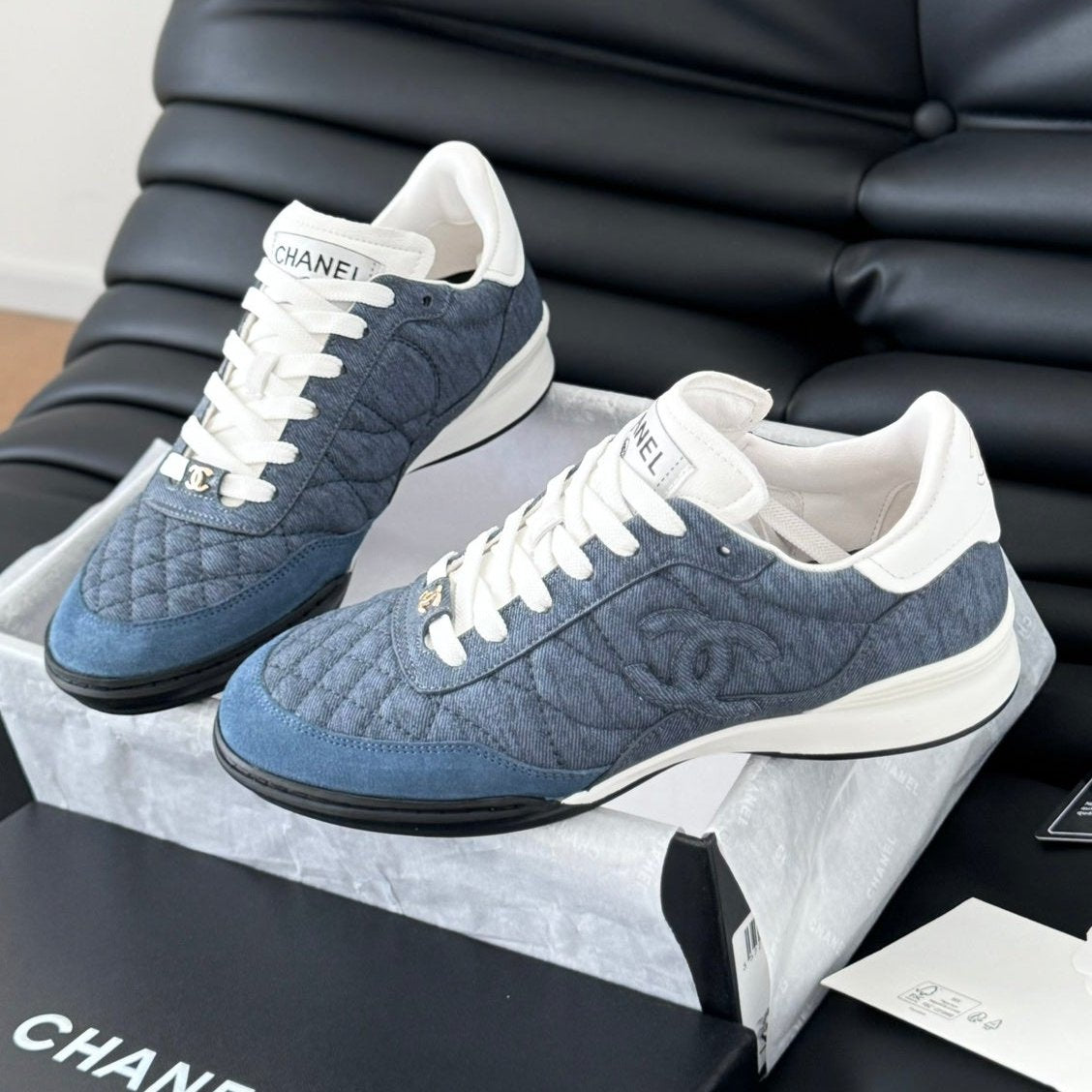 CC SNEAKER IN AEGEAN BLUE MIX WHITE EMBROIDERED LAMBSKIN、mysite、Cacoeks