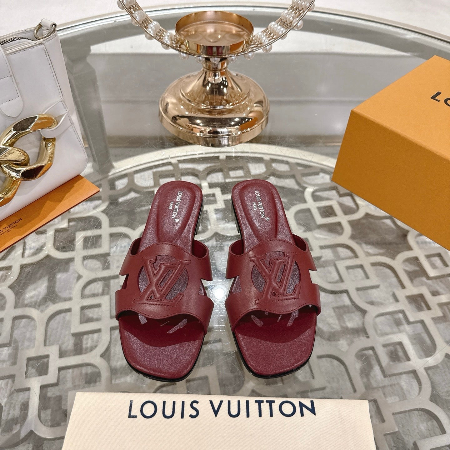 ISOLA FLAT SLIDE IN JAM RED CALFSKIN、mysite、Cacoeks