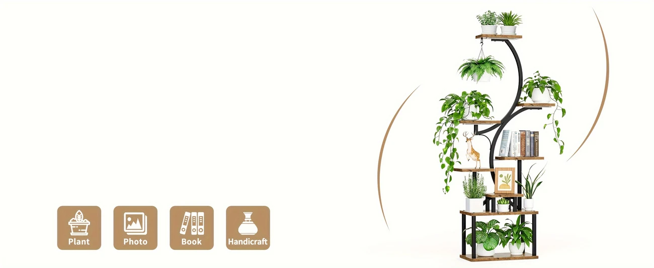 versatile 8 tier indoor plant stand with   grow lights usb powered adjustable brightness ideal for home patio decor details 2