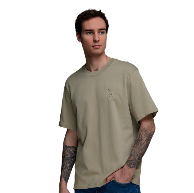 Ami Paris Logo Embossed T-Shirt ‘Khaki’、mysite、Cacoeks
