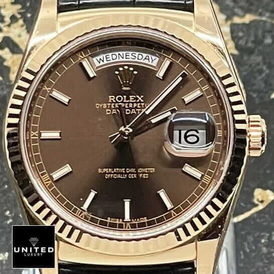 Rolex Day Date 118139 Rose Gold Case Brown Dial