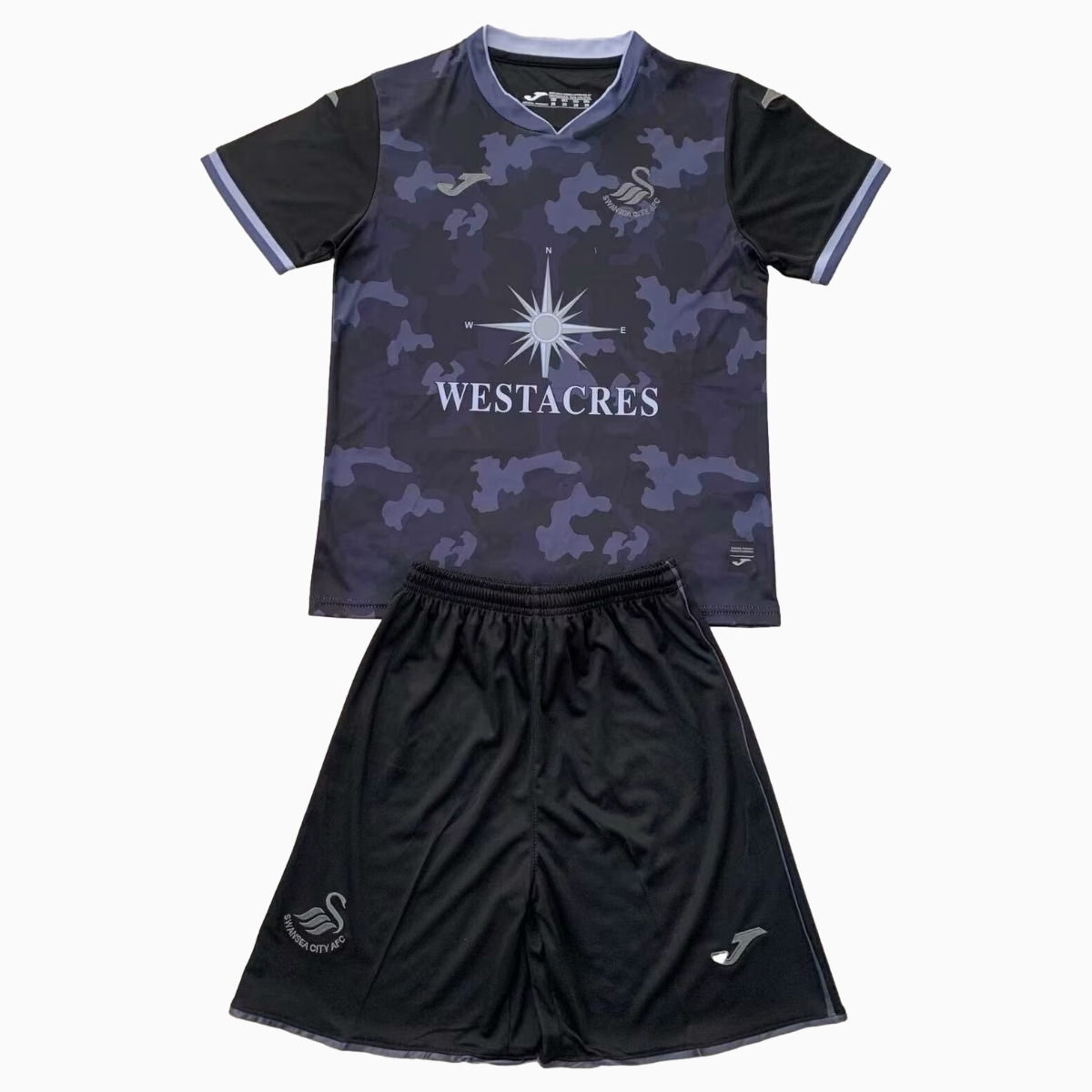 Higojerseys-Swansea City 24-25 Away Kids Kit