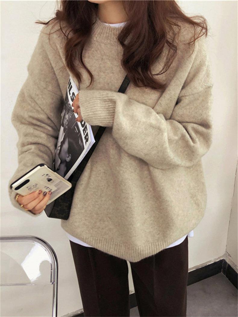 Women's solid color shoulder long sleeved pullover sweater, casual style fashionable round neck pullover, suitable for autumn and winter wear, women's knitted top for autumn and winter, women's sweater, women's daily wear knitwear. Women's solid color shoulder long sleeved pullover sweater, casual style fashionable round neck pullover, suitable for autumn and winter wear, women's knitted top for autumn and winter, women's sweater, women's daily wear knitwear.