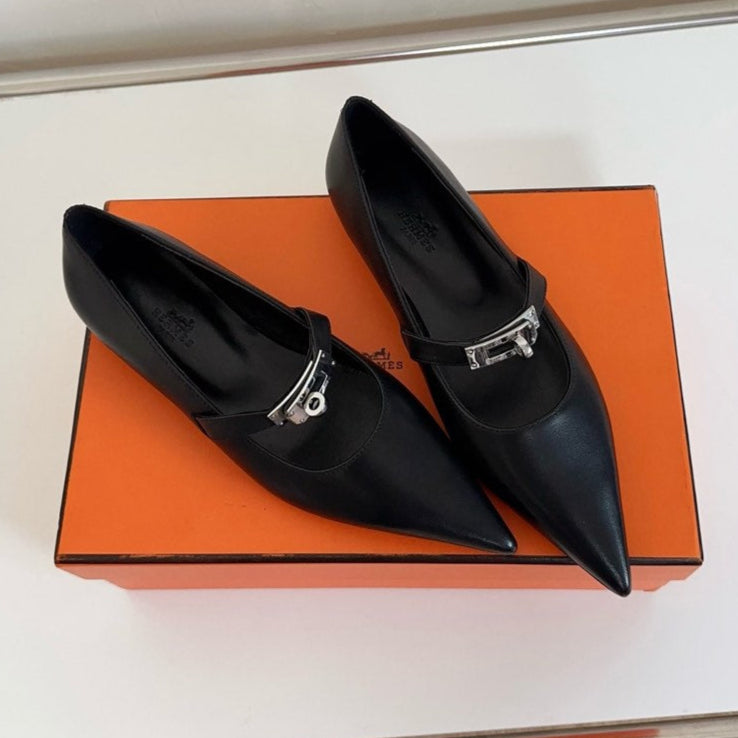 KIARA FLAT PUMP IN BLACK CALFSKIN、mysite、Cacoeks