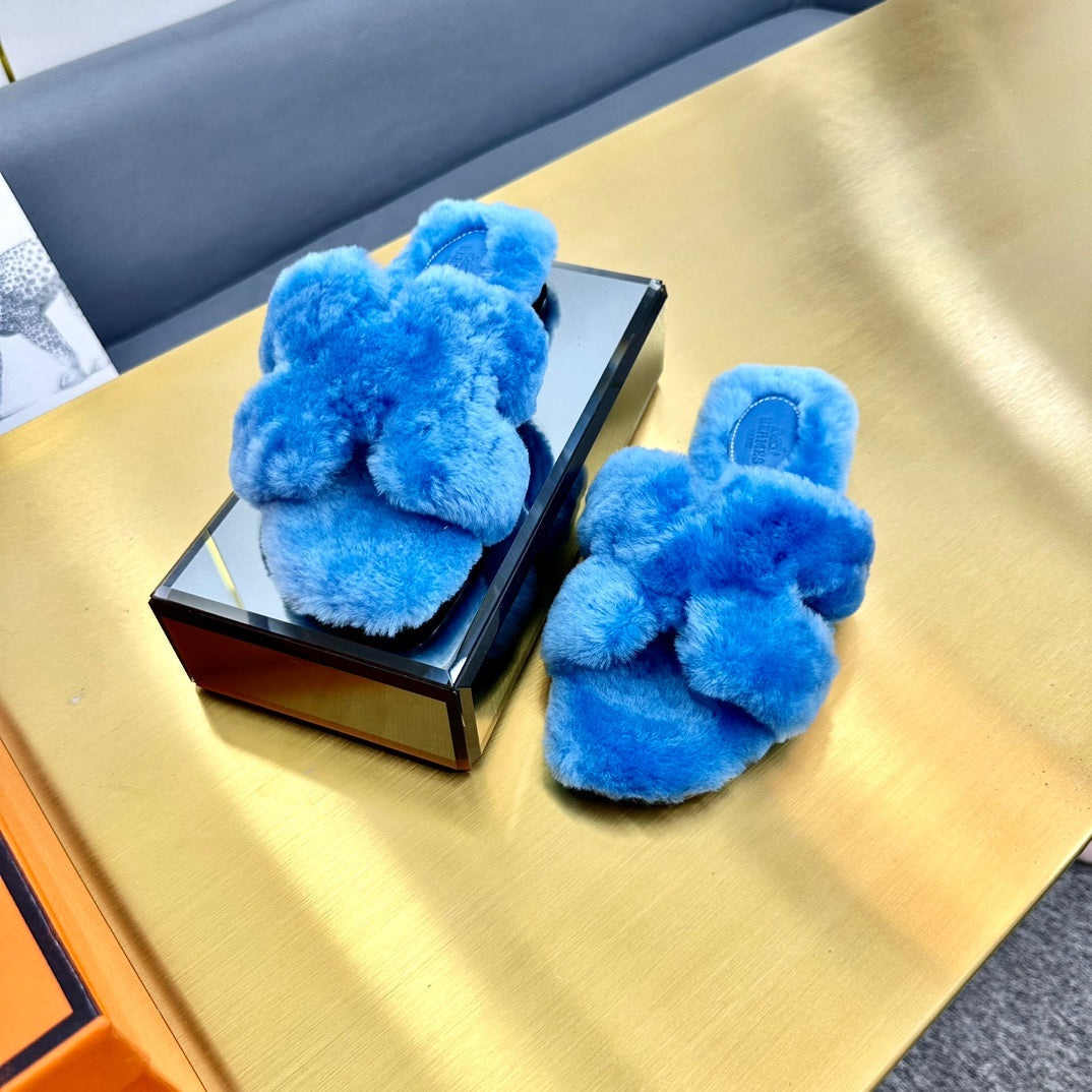 0RAN SHEARLING SANDALS OCEAN BLUE、mysite、Cacoeks