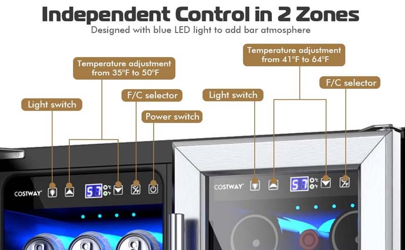 Eletriclife 24 Inch Dual Zone Wine and Beverage Cooler