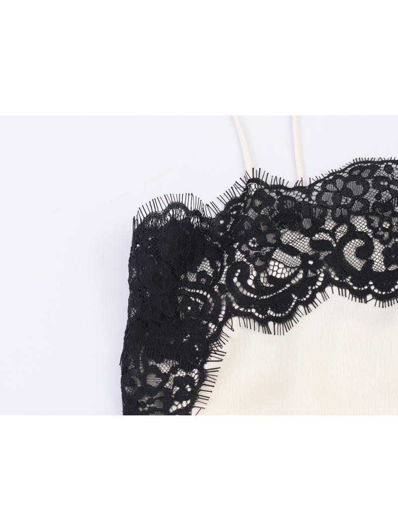 New Fashionable Elegant Sexy Lady Satin Lace Blouse