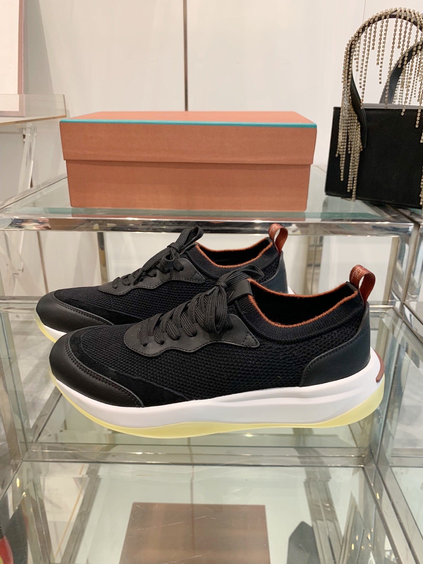 SNEAKER IN BLACK CANVAS MIX SUEDE WITH LAMBSKIN、mysite、Cacoeks