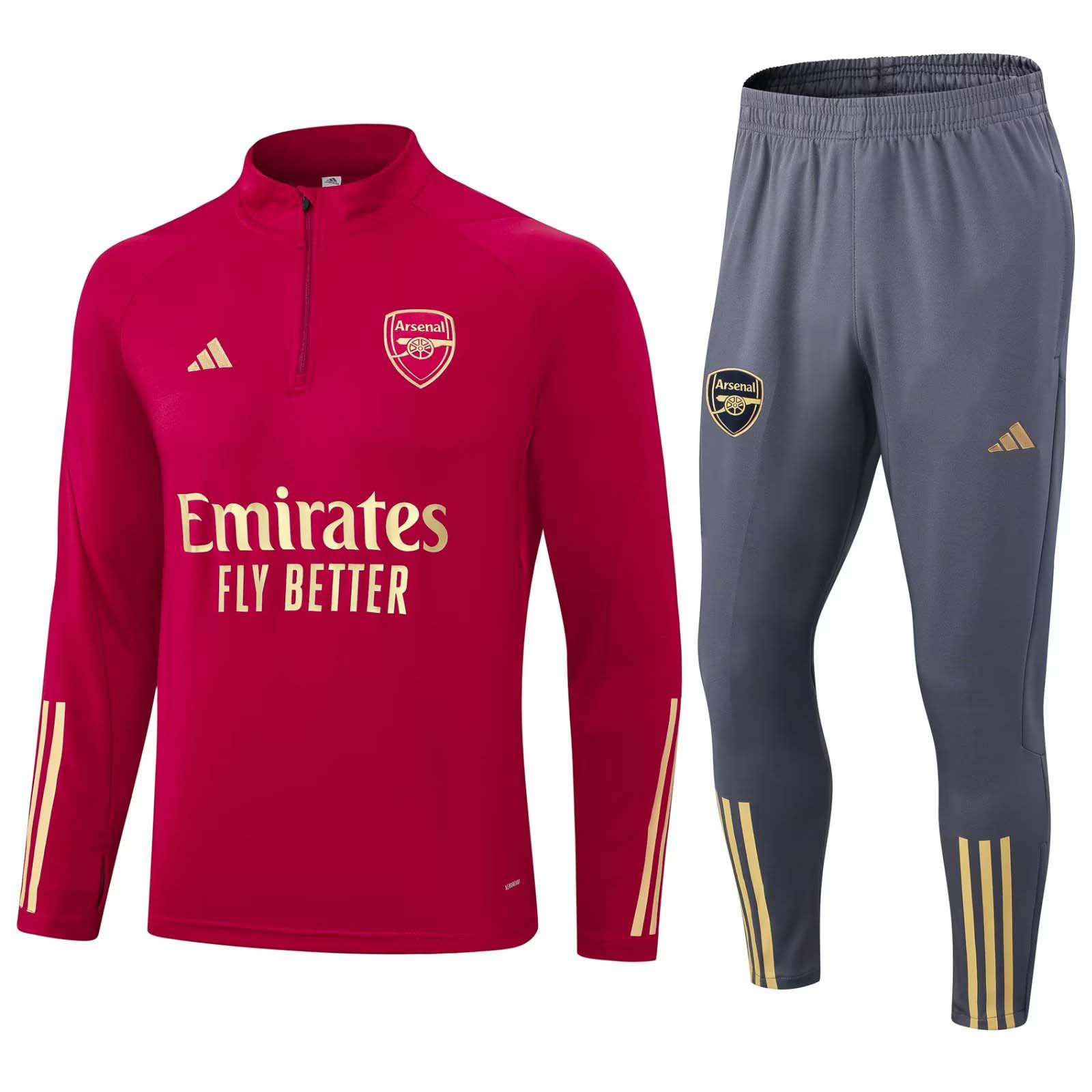 2023/2024 Arsenal Half-Pull Training Suit Red Football Shirt 1:1 Thai Quality Set:football jersey mysite: unitedjerseyfootball 邓江浪:football
