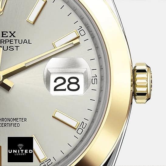 Rolex Datejust 41 126303-0002 Silver Dial Replica Yellow Gold Crown Pusher
