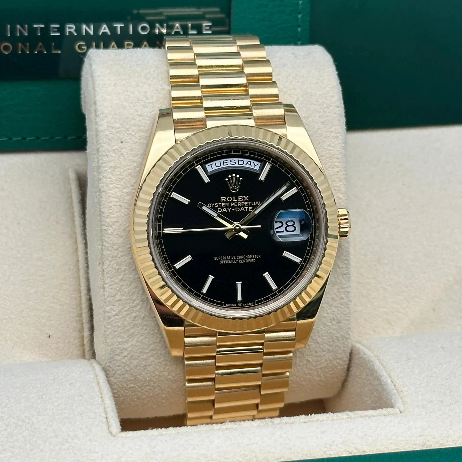 Rolex Day-Date Super Clone Swiss Replica Watch Ref M228238-0067 Black Dial 3255 Swiss Movement