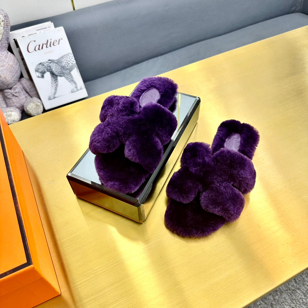 0RAN SHEARLING SANDALS PLUM PURPLE、mysite、Cacoeks