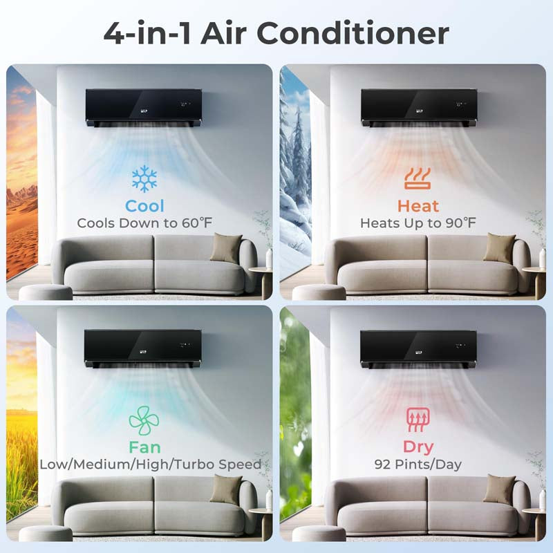 Eletriclife 24000 BTU 21 SEER2 208-230V Wifi Enabled Mini Split Air Conditioner
