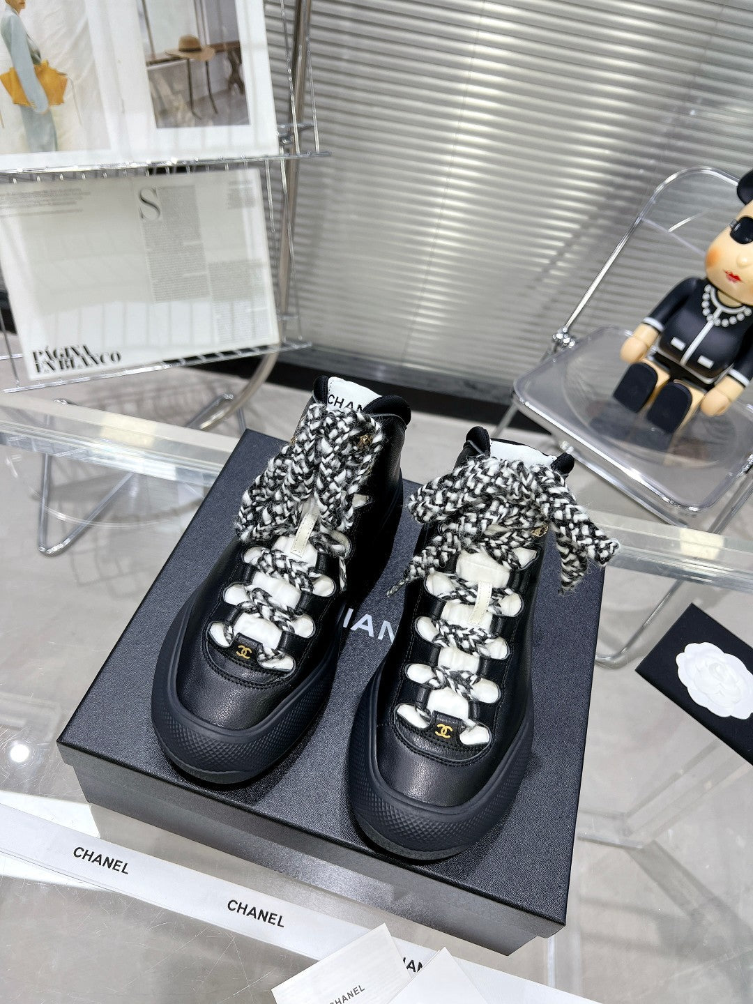 CC CANO ALTO SNEAKER IN BLACK CALFSKIN AND RUBBER、mysite、Cacoeks