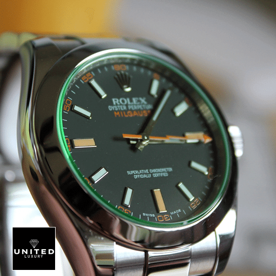 Rolex Milgauss 116400GV-0002 Green Sapphire Crystal Stick / Dot Indeces Replica