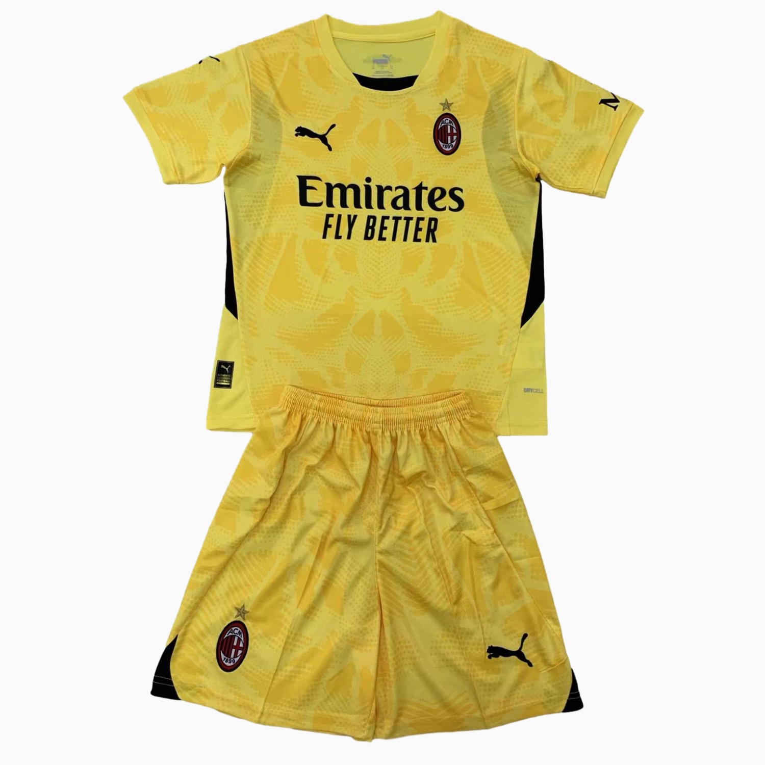Higojerseys-AC Milan 24-25 Yellow Goalkeeper Kids Kit