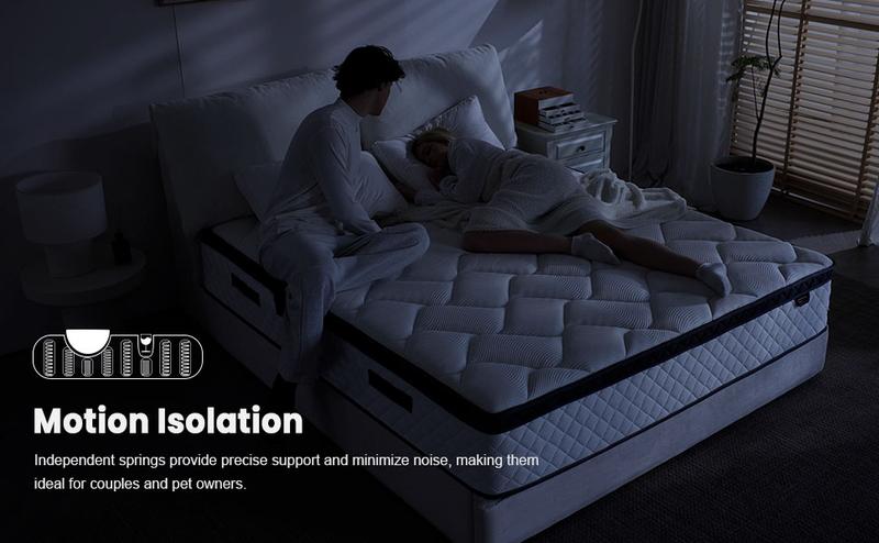Product Introduction of Bezzze Mattress 10-12 Inch Hybrid Mattresses in a Box with Comfort Foam and Pocket Coils,Hybrid Mattress with Memory Foam, Individual Pocket Spring for Motion Isolation, Back & Lumbar Support, Pressure Relief, Queen Bed Mattress Soft,Medium FirmQueen size 6