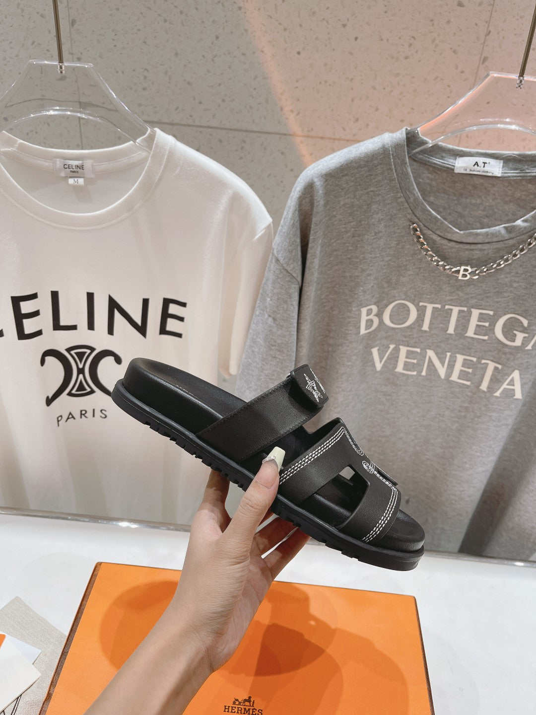 STAR-PATTERNED SANDAL BLACK CALFSKIN、mysite、Cacoeks