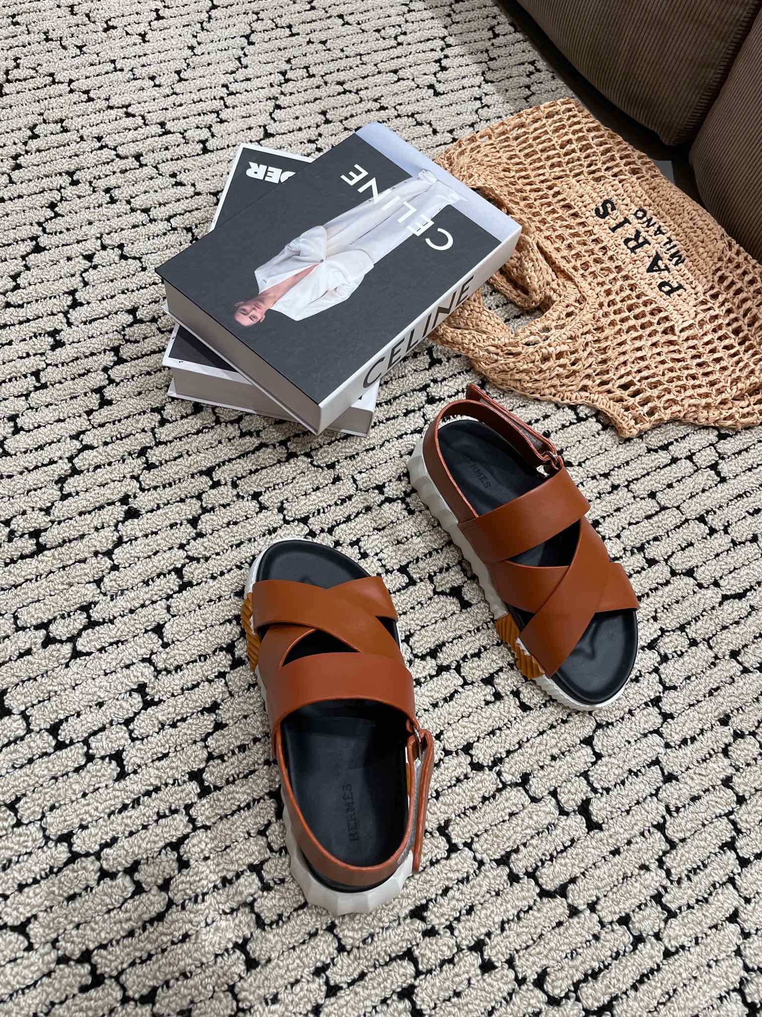 ELECTRIC SANDAL BLACK MIX CARAMEL CALFSKIN、mysite、Cacoeks