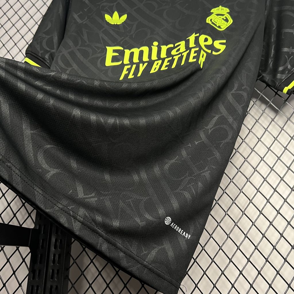 JerseysGala.com | Real Madrid 24-25 Black and Fluorescent Green Jersey - Fans Version -Customize Name, Number and Patch | Worldwide Shipping