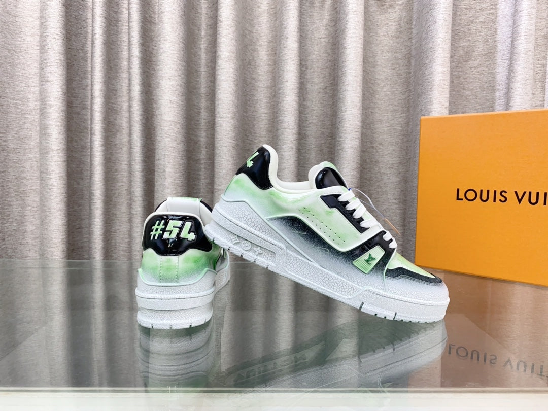 LV TRAINER SNEAKERS IN LIGHT GREEN OMBRE MIX COLORFUL CALFSKIN、mysite、Cacoeks