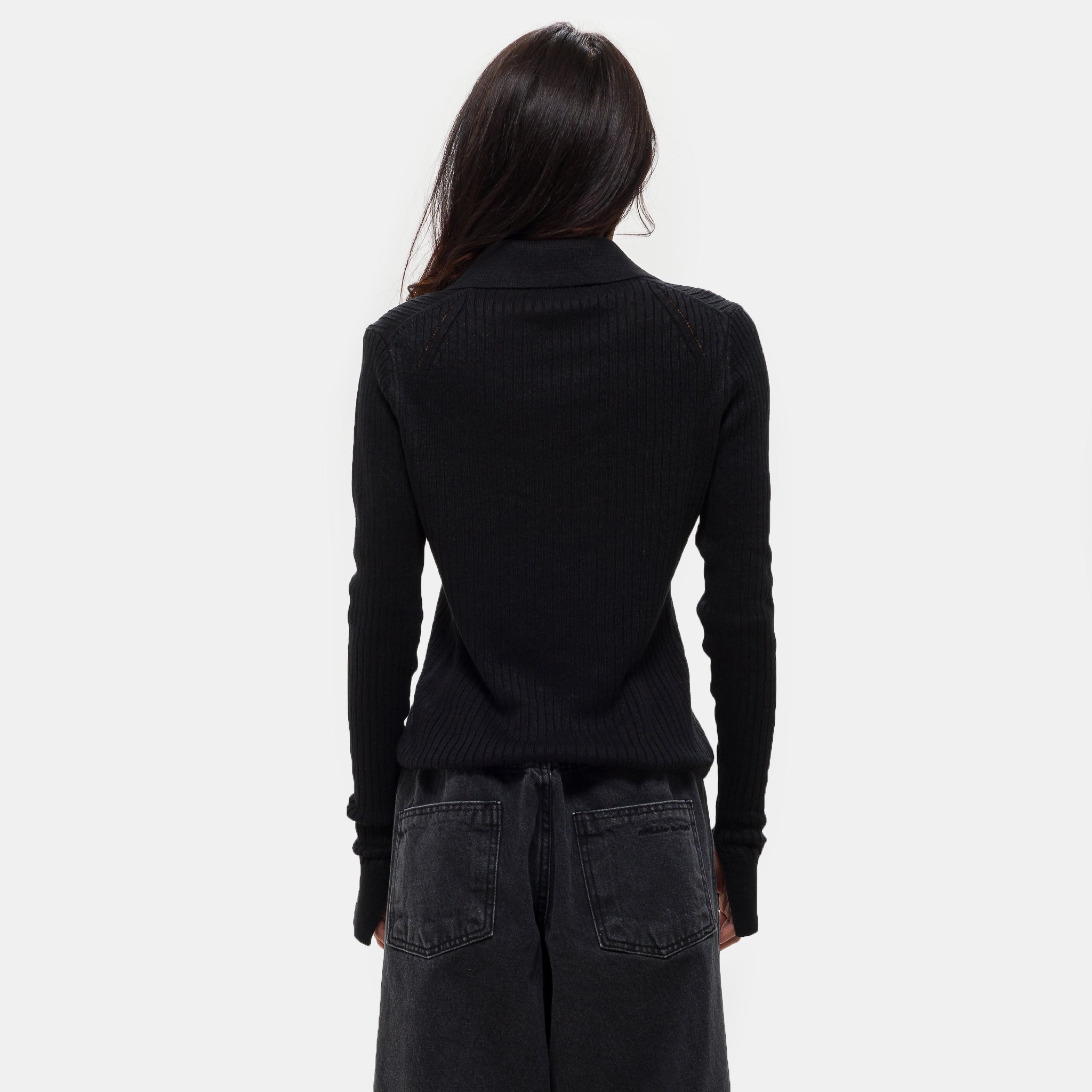 Knitted Rib Shirt in Washed Graphite