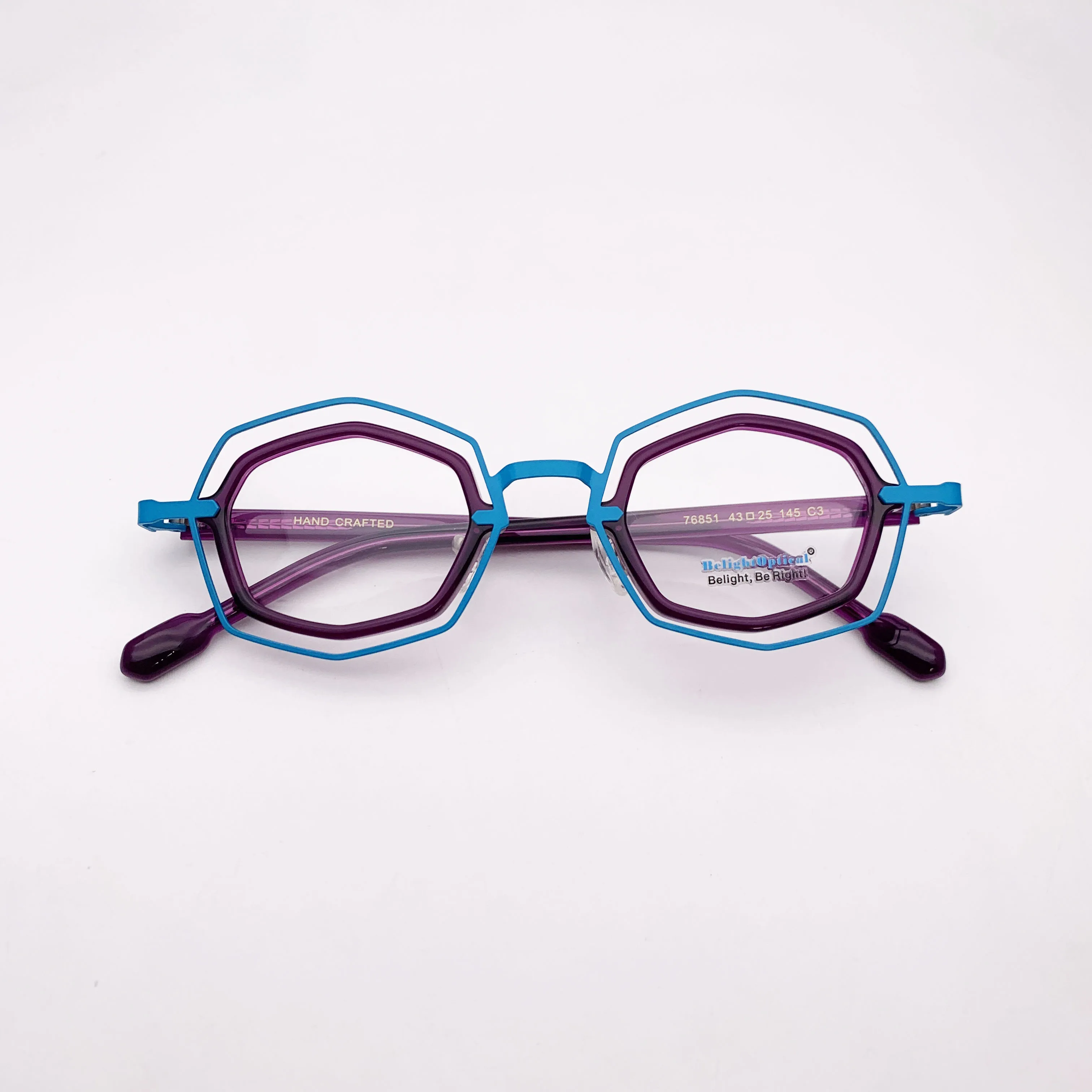 Acetate with Metal Colorful Vintage Combine Color Shape Optical Glasses Spectacle Frame Prescritpion Lens Women Style 76851