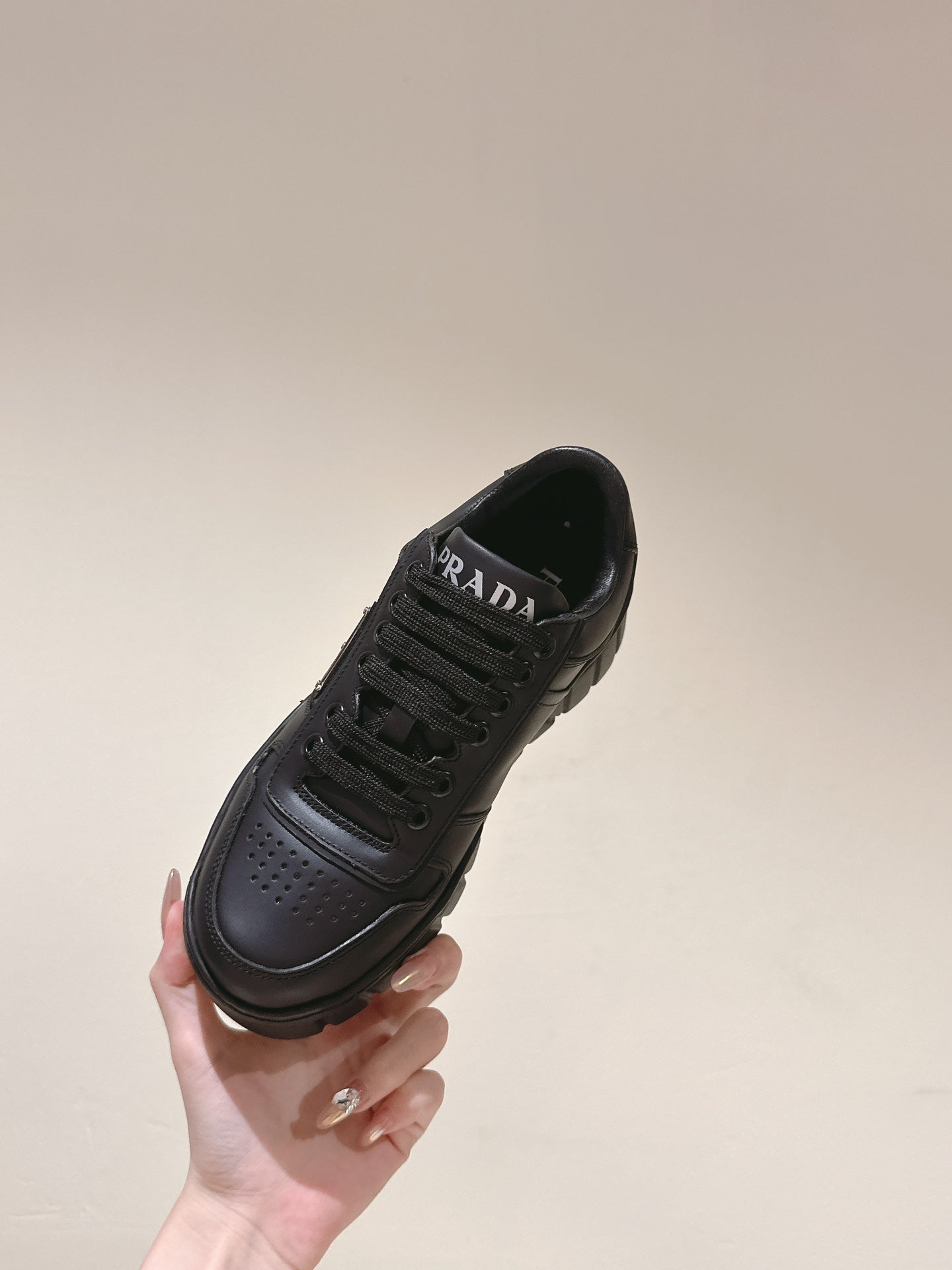 PRA FLATFORM SNEAKERS BLACK CALFSKIN、mysite、Cacoeks